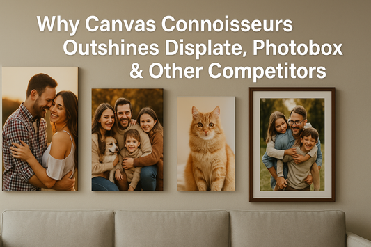 Blog Banner for Why Canvas Connoisseurs Outshines Displate, Photobox & Other Competitors.