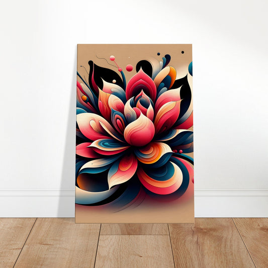 Abstract floral artwork with lotus and camellia inspiration, soft pastel and jewel tones, serene and calming abstract flower design