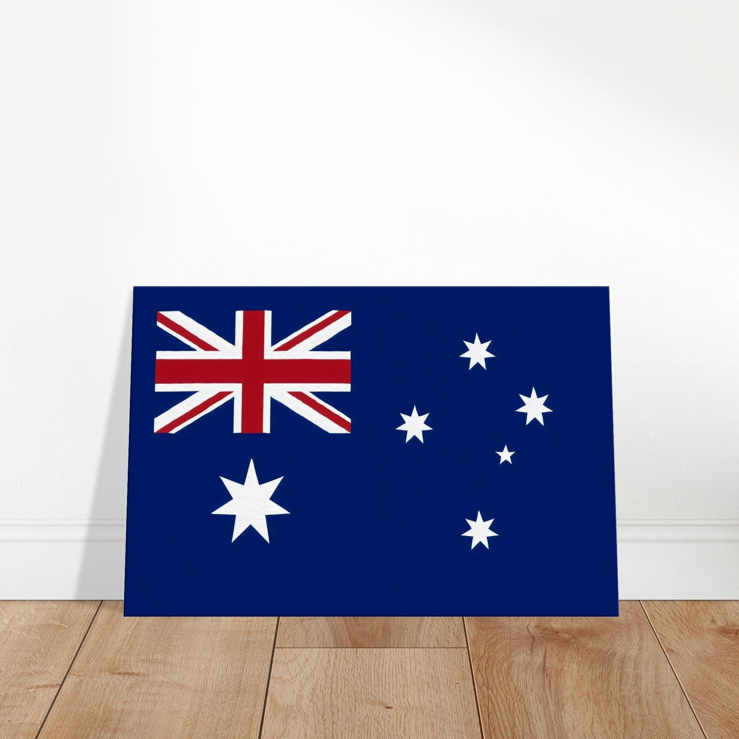 Luxury canvas print of the Australia flag with navy blue background, Union Jack, and Southern Cross stars, landscape format.