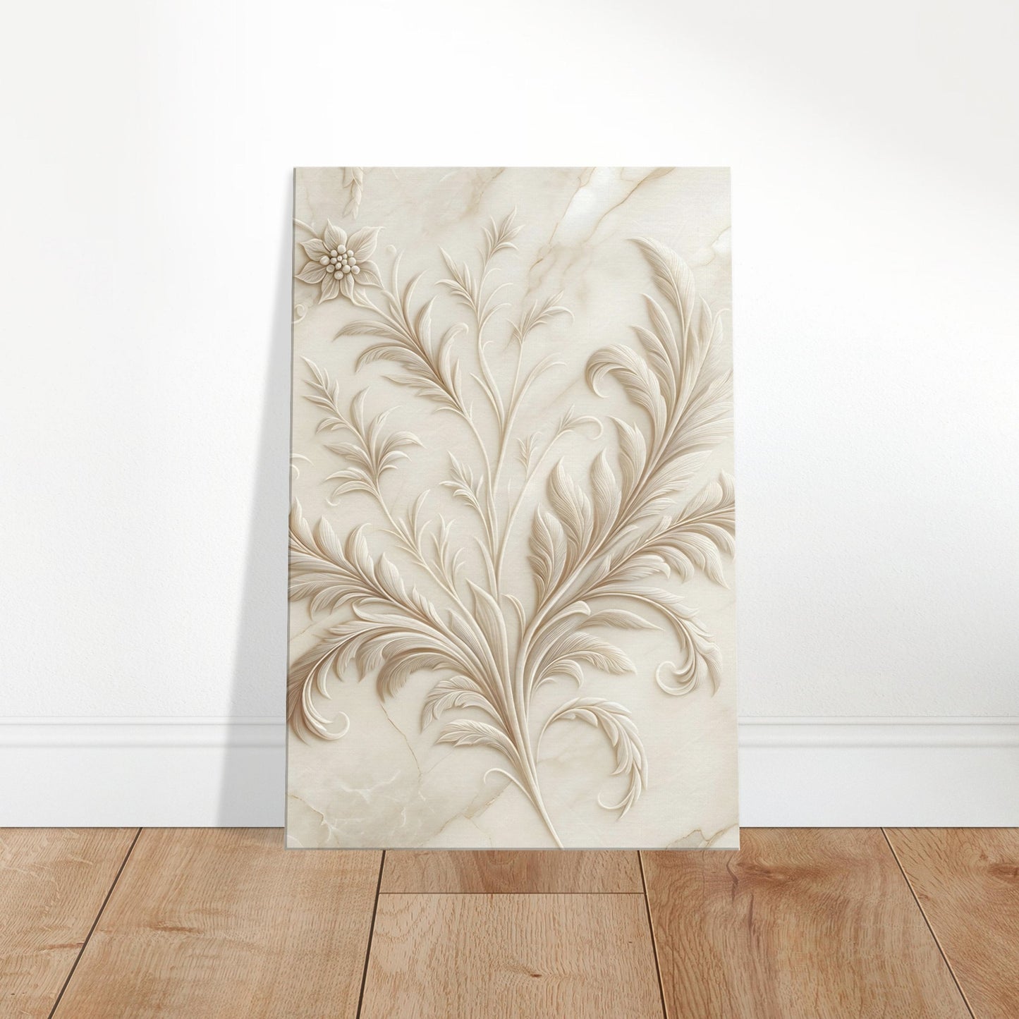 Light beige marble wall art with subtle off-white veining and a polished finish for a soft, elegant look.
