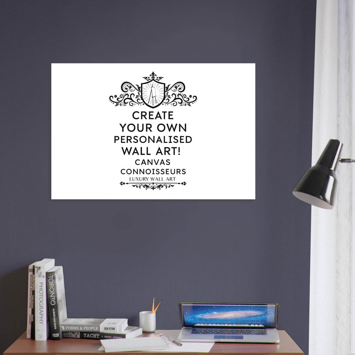 Magnetic metal wall poster printed on DIBOND® aluminum with matte finish, showcasing vivid colors and elegant, durable construction.