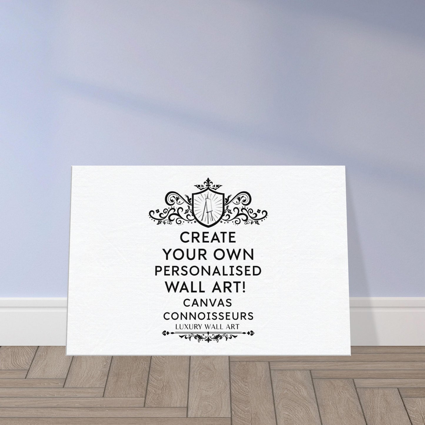 Custom canvas print with high-quality cotton-poly blend on FSC-certified wood frame, available in slim or thick profiles for personal photos.