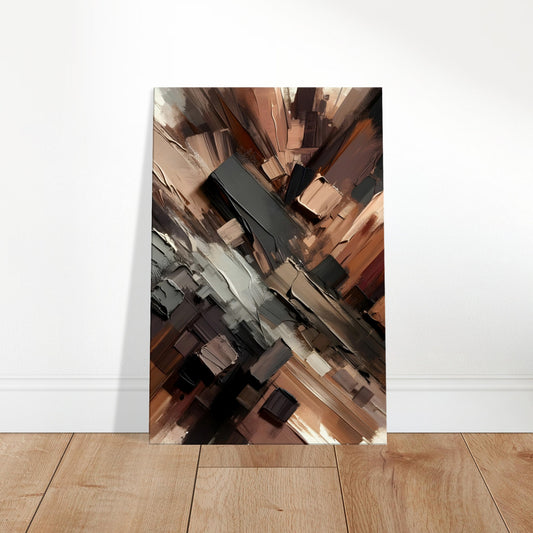 Abstract canvas featuring layered brown tones from sandy tan to deep chocolate, evoking earthy warmth and texture.