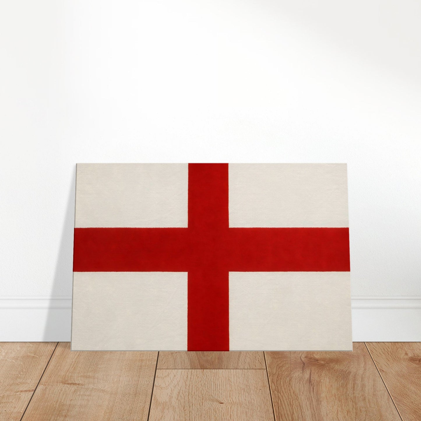 Luxury canvas print of the England flag featuring the red St George’s Cross on a clean white background, 3:2 landscape layout.