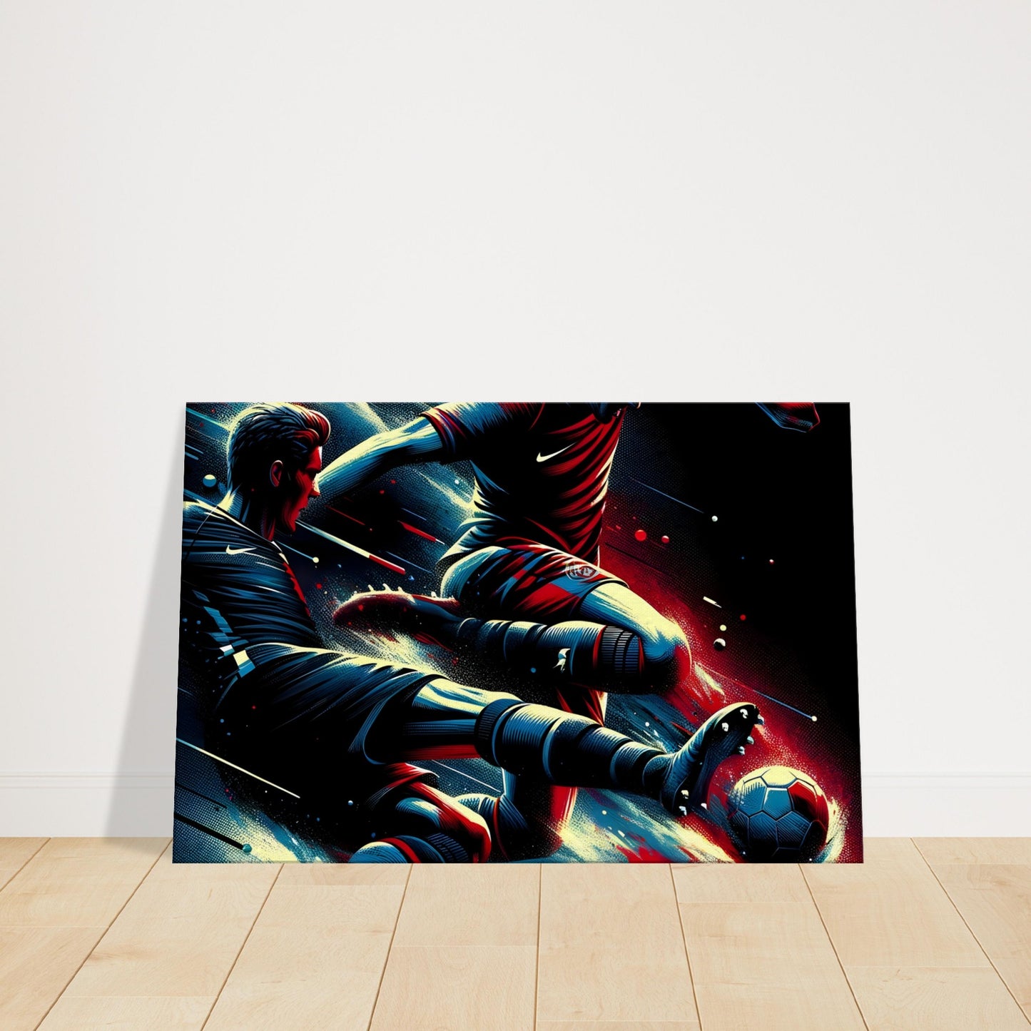 Canvas print of a football player executing a precise tackle with vivid motion and focus.