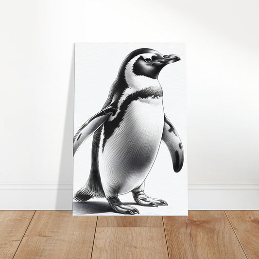 Pencil sketch of a graceful penguin with sleek contours and detailed shading.