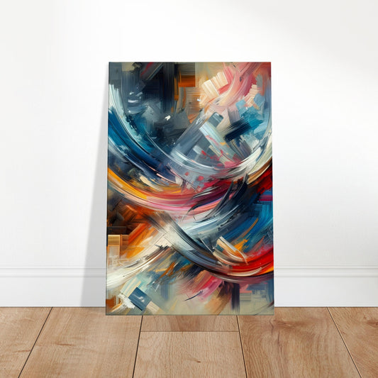 Abstract canvas featuring bold, expressive brushstrokes in vibrant colours forming a dynamic and harmonious composition.