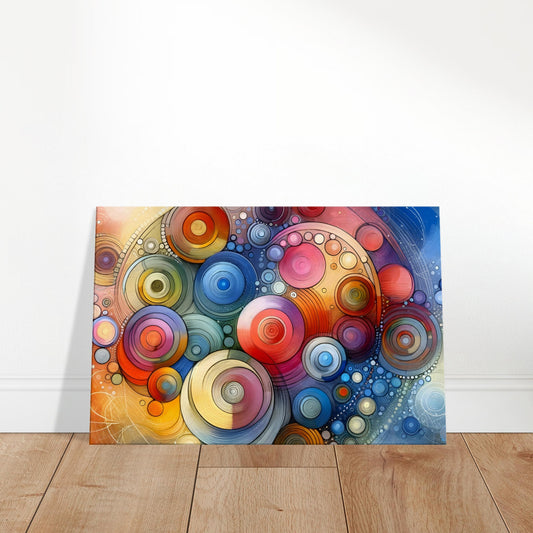 Abstract artwork of soft, circular forms in a continuous colour spectrum blending harmoniously.