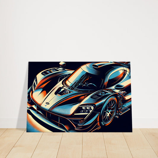 Vibrant neon-colored sports car with sleek design and glowing contours, set against a dark background to emphasize motion and speed.