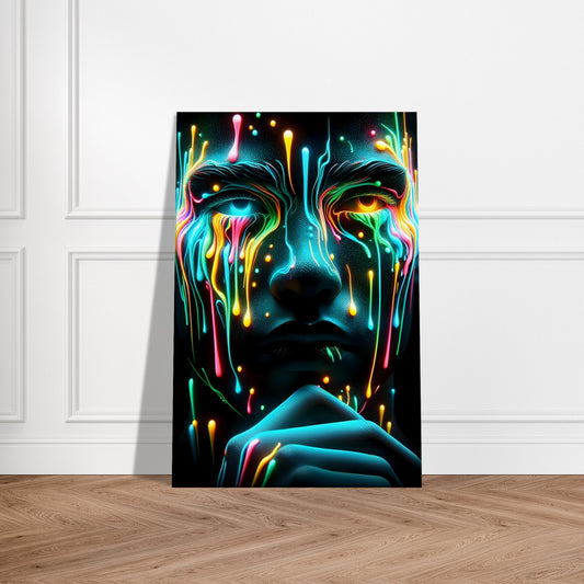 Portrait of a person with a contemplative expression, featuring soft tones and glowing accents in a modern, introspective style.