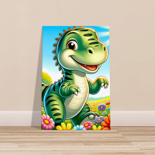 Cartoon-style friendly Sauropelta with armored plates walking through a vibrant field of flowers.