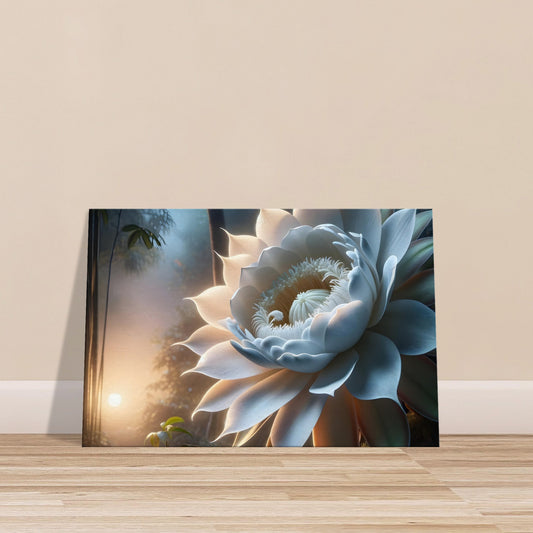Kadupul flower glowing under moonlight with white petals and tropical night backdrop