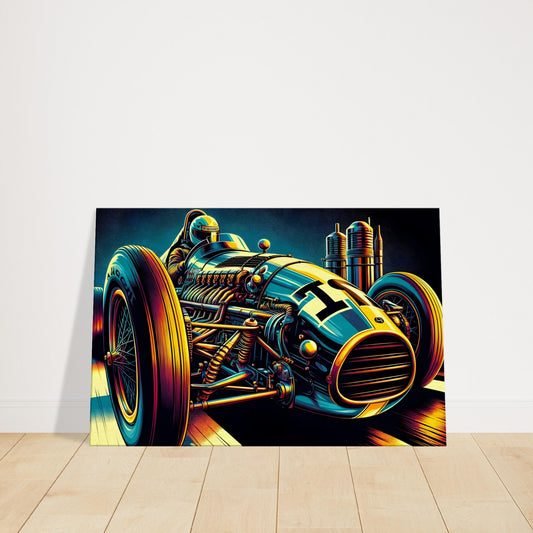 Vintage Raleigh race car in vivid colors with sleek lines and classic styling, representing timeless speed and design.