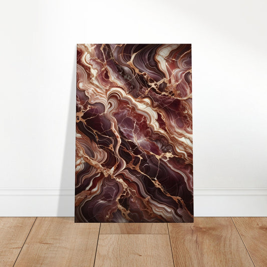 Burgundy marble wall art with deep purple and gold veining and a polished finish for a luxurious and elegant appearance.
