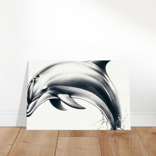 Pencil sketch of a playful dolphin swimming gracefully through the ocean.