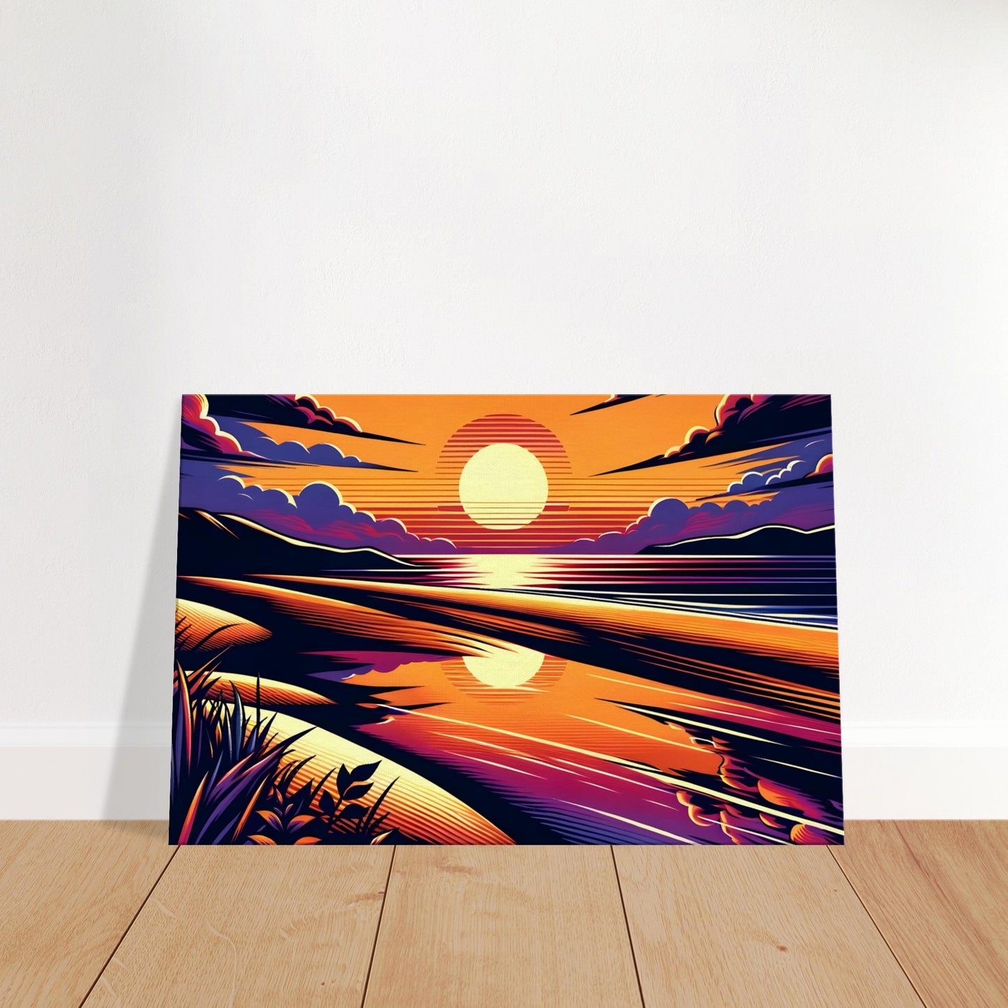 Pop Art Beach Sunset Canvas Print – Colourful Coastal Wall Art