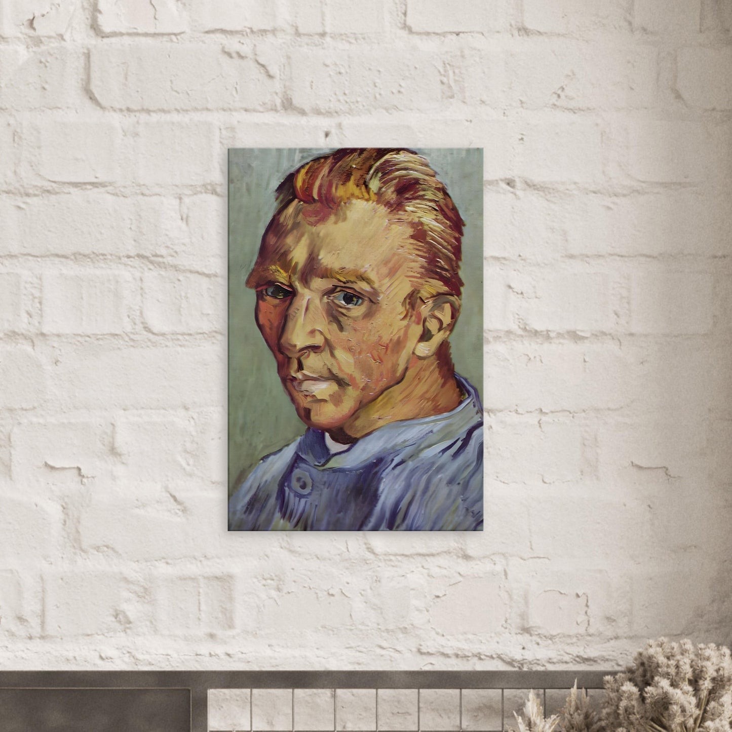 Canvas art reproduction of Vincent van Gogh’s Self-Portrait Without Beard, showcasing the artist’s introspective gaze and vivid expressive brushwork.