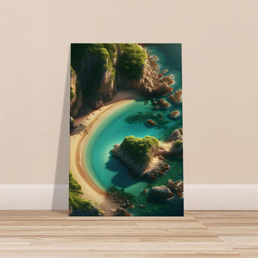 Secluded Beach Cove – Canvas Wall Art of Hidden Tropical Beach and Cliffs