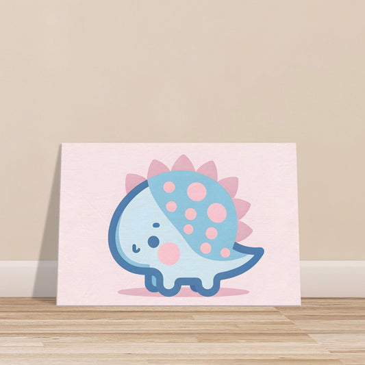 Cartoon-style Stygimoloch with spiky dome head in pastel blue and delicate pink with soft edges.