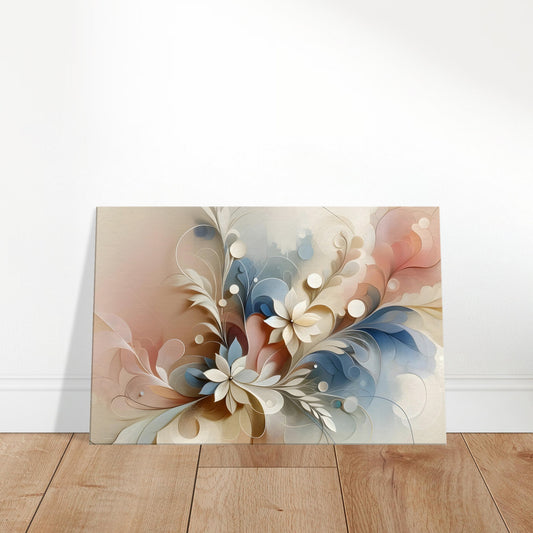 Soft pastel abstract floral art with flowing petal shapes and a calming, harmonious composition