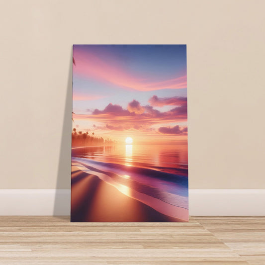 Tropical Sunset Glow – Canvas Wall Art with Beach Sunset and Palm Trees