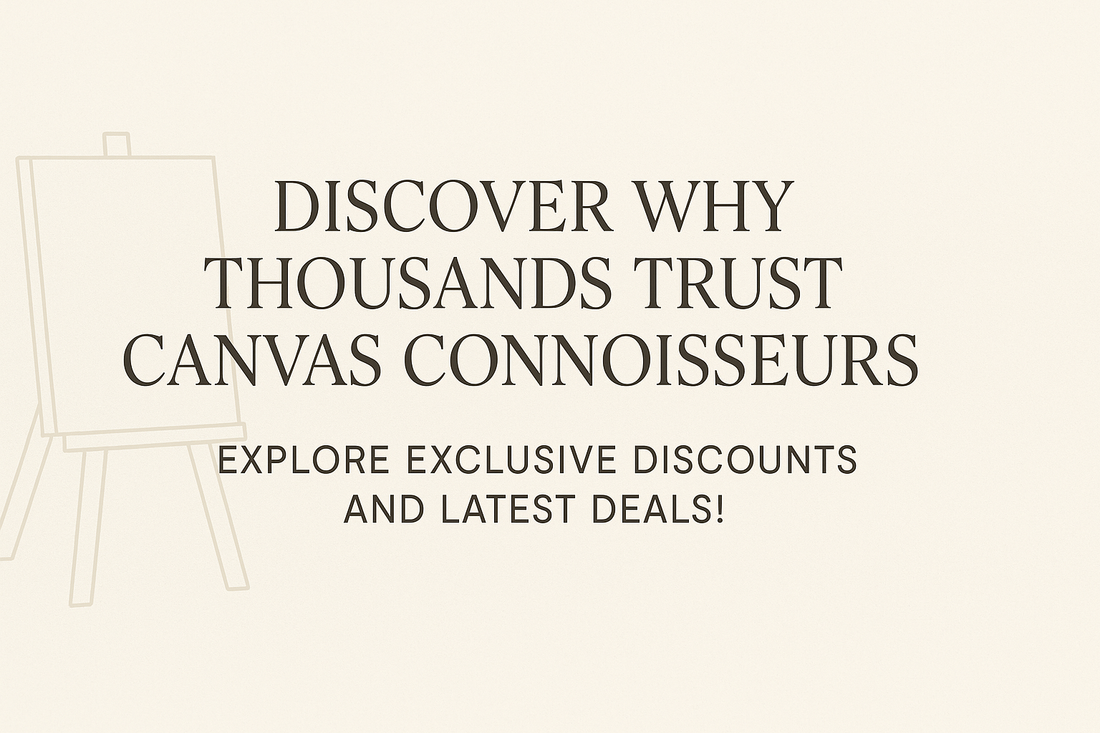 Canvas Connoisseurs premium wall art selection with abstract, anime, and modern canvas prints displayed in home settings.