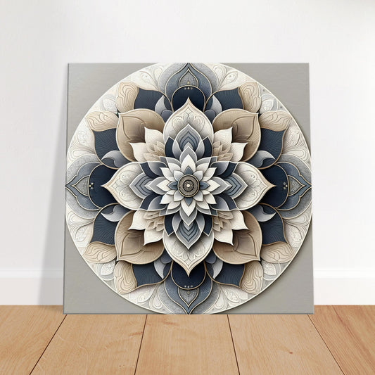 Mandala wall art combining traditional symmetry with abstract textures and gradients in a modern neutral color palette.