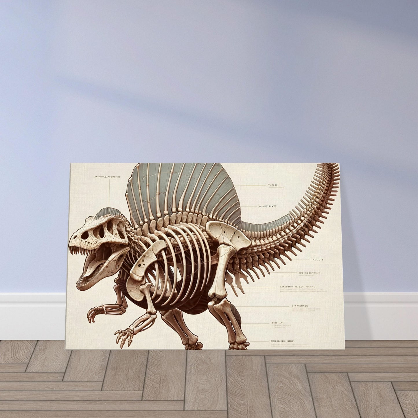 Illustration of an Ankylosaurus skeleton highlighting its armoured body, clubbed tail, and defensive anatomical features.