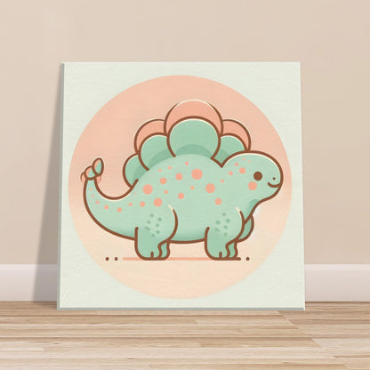 Cartoon-style Ankylosaurus with rounded armored body in mint green and peach colors.