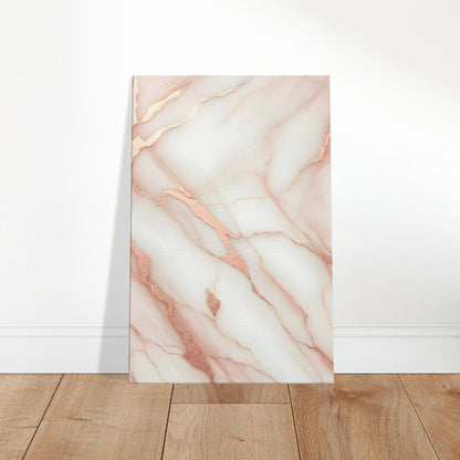 Blush pink marble wall art with rose gold and white veining and a polished finish for a soft, elegant look.
