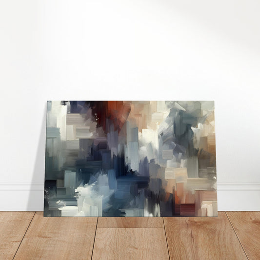 Abstract canvas with bold textured brushstrokes in one colour palette, highlighting light and shadow interplay.