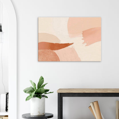 Canvas wall art wotj warm clay and blush abstract waves with smooth flowing shapes and soft gradients.