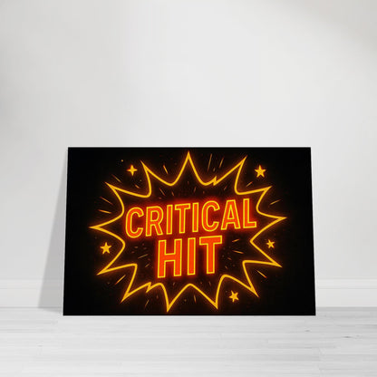 Neon gamer wall art with red and gold lightning bolts symbolizing a critical hit strike.