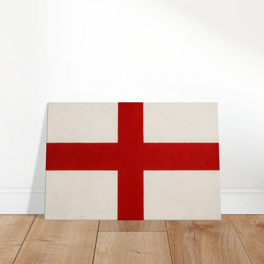Luxury canvas print of the England flag featuring the red St George’s Cross on a clean white background, 3:2 landscape layout.