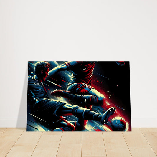 Canvas print of a football player executing a precise tackle with vivid motion and focus.