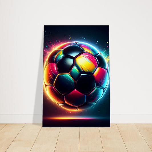 Cosmic-themed canvas print of a glowing football surrounded by stardust and celestial light.