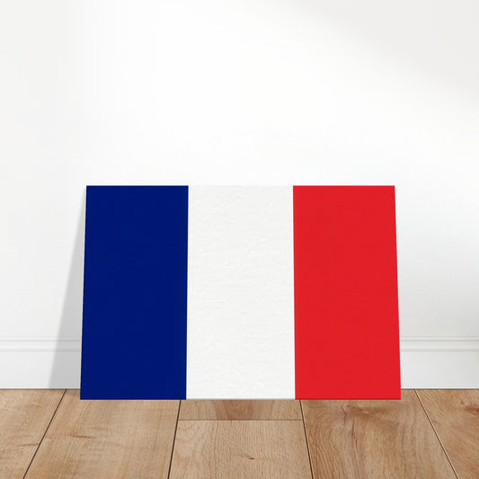 Luxury canvas print of the France flag with vertical blue, white, and red stripes, displayed in a clean 3:2 landscape format.