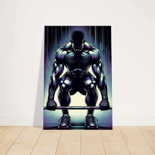 Pop art canvas of person deadlifting with neon green and electric blue highlights