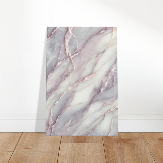 Lavender marble wall art with soft white and silver veining and a polished finish for a delicate, elegant look.