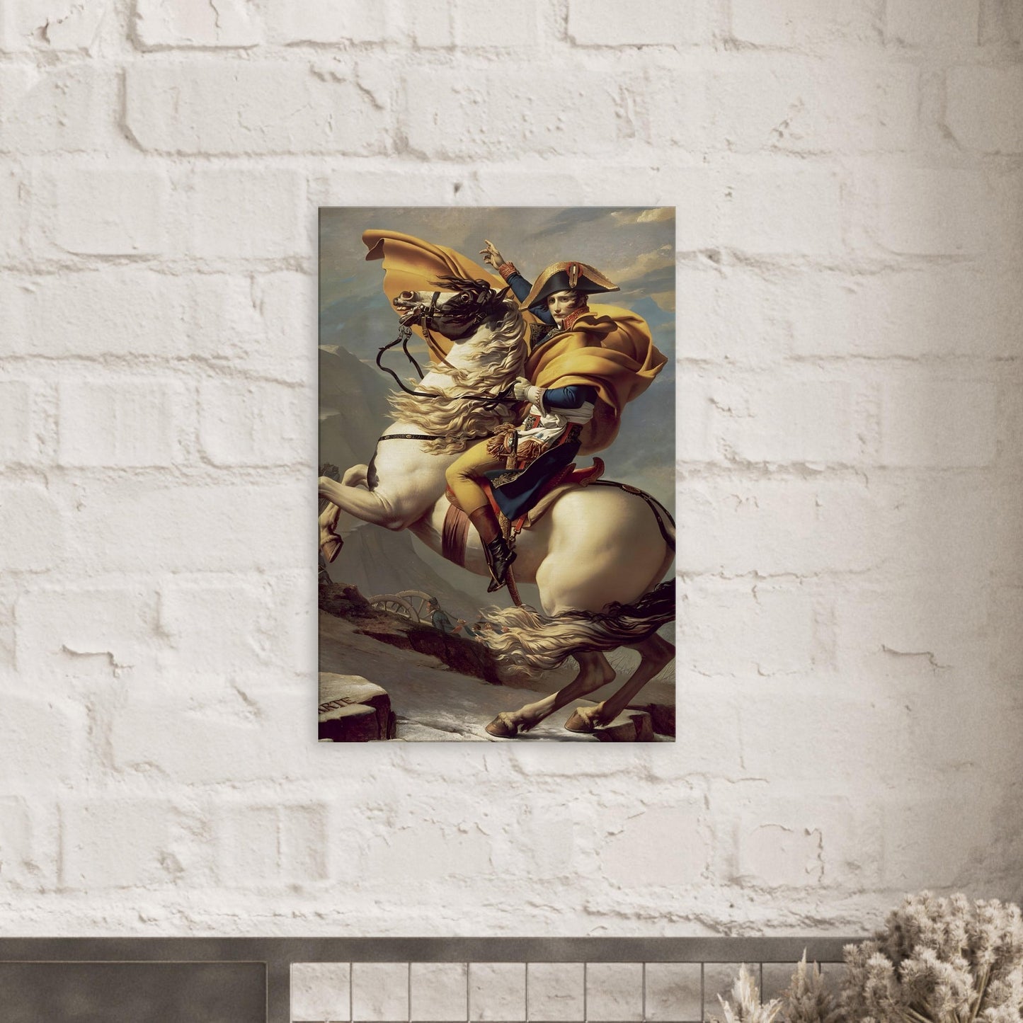 Canvas art reproduction of Gustav Klimt’s The Kiss, depicting a tender embrace adorned with gold leaf and intricate Art Nouveau patterns symbolizing love and intimacy.