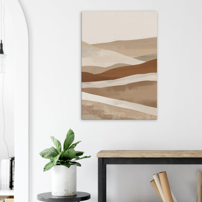 Landscape canvas featuring flowing dune-inspired shapes in soft ivory, oat, and stone tones.