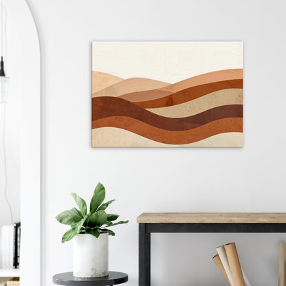 Landscape abstract canvas with layered rust, clay, caramel, and sand tones.