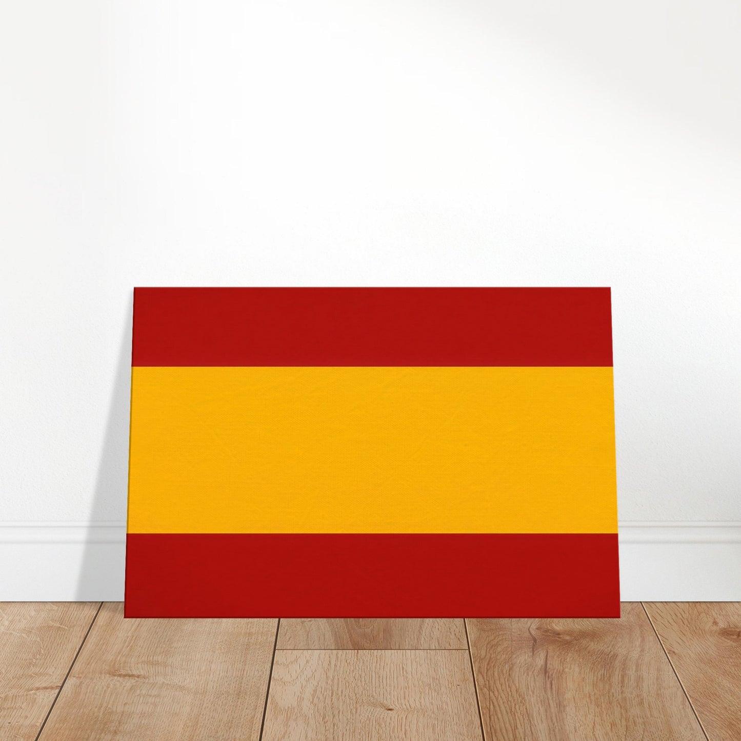 Luxury canvas print of the Spain flag featuring red and gold horizontal stripes in landscape orientation.