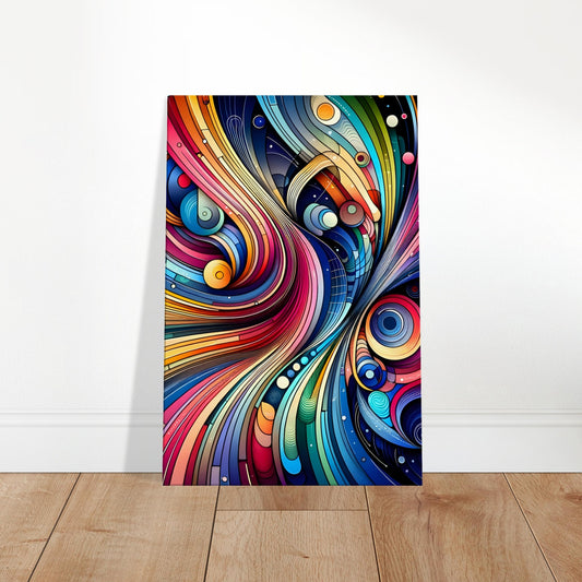 Abstract canvas featuring a dynamic cascade of blended colours in a swirling, waterfall-like pattern.