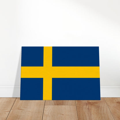 Luxury canvas print of the Sweden flag featuring a gold Nordic cross on a blue background, 3:2 landscape layout.