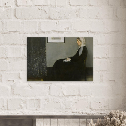 Canvas art reproduction of James McNeill Whistler’s Arrangement in Grey and Black No. 1 (Whistler’s Mother), featuring a serene portrait of the artist’s mother in profile with soft tones and classic elegance.