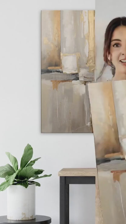 Vertical Copper Flow - Contemporary Metallic Canvas Wall Art Print