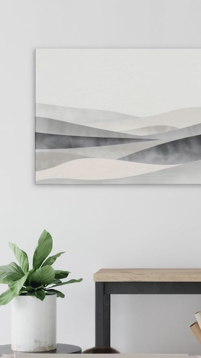 Pale Horizon Drift - Modern Scandinavian Canvas Wall Art Print
