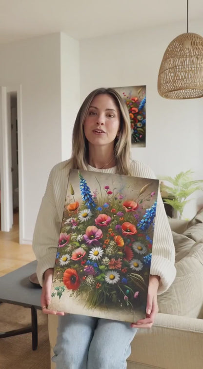 Majestic Mixed Wildflowers - Floral Canvas Wall Art Print